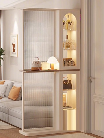 免運 可打統編 工廠直銷 實木玄關柜鞋柜一體柜2025新款法式屏風隔斷柜家用門口酒柜置物柜  PYY1606