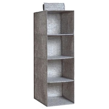 多層收納掛袋 可水洗 PP+棉麻布  四層 灰色  26 x 27 x 77cm