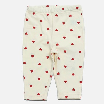 日本 Chil2 - 百搭印花彈力七分褲-愛心-象牙白