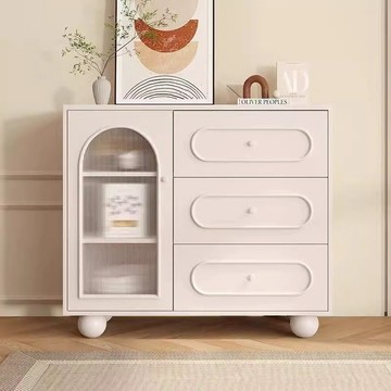 免運公司貨 實木餐邊柜巖板定制北歐現代客廳酒柜茶水柜多功能廚房儲物收納柜 最低價 快速出貨