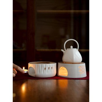 蠟燭煮茶爐溫茶底座陶瓷暖茶器保溫爐溫酒玻璃花茶壺日式辦公單人