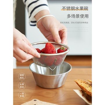 肆月迷你不銹鋼瀝水籃家用洗水果的籃子小號盆廚房漏水濾水籃新款