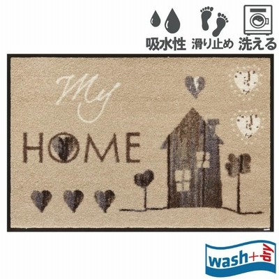 玄関マット 勝手口 My Home  50x75cm 滑り止め 吸水 除塵 おしゃれ 北欧