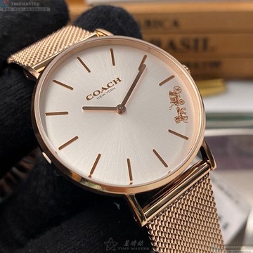 [星晴錶業]COACH手錶,36mm,CH00113白色錶面玫瑰金錶殼玫瑰金色米蘭錶帶款