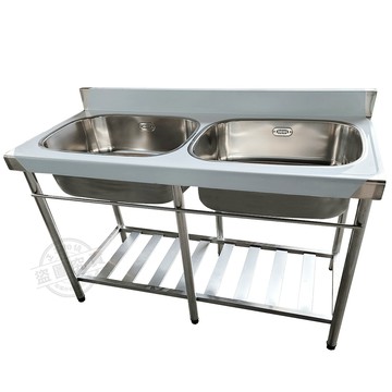 【Abis】加牆款304不鏽鋼加深雙水槽(125公分/4.2尺)-1入