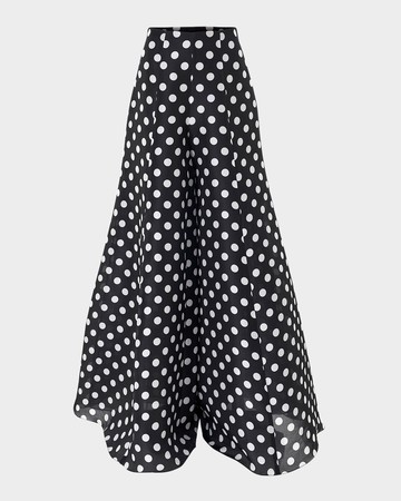 Polka-Dot Silk Palazzo Pants