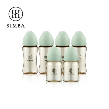Simba 小獅王辛巴 - 蘊蜜鉑金PPSU寬口防脹氣奶瓶(4中2小)-新生適用-綠沐