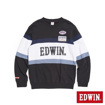 EDWIN 男裝 剪接撞色長袖T恤 (黑色)