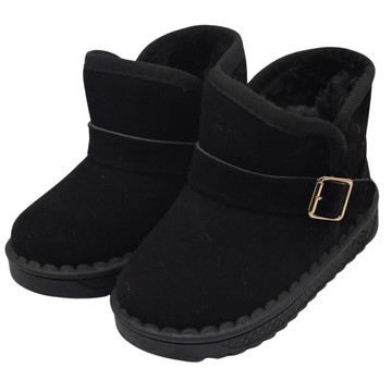 HABU 厚底 蓬鬆內厚鋪毛 保暖 中筒靴 禦寒神器 雪靴 黑 7036-BK