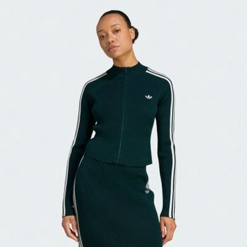 Adidas 愛迪達 Slim Knit Tt JY2599 女 外套 運動外套 休閒穿搭 深綠 白 亞版