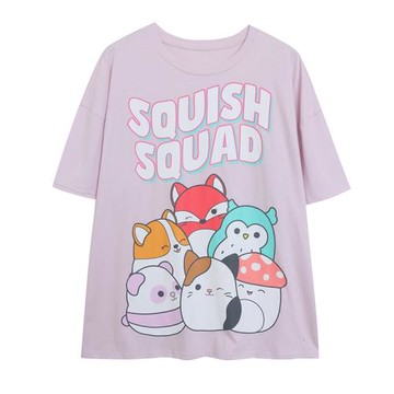 外貿減齡俏皮可愛卡通動漫印花寬松顯瘦圓領短袖T恤中長大版上衣