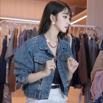 胖胖美依 上衣 牛仔外套 外套 牛仔衫S-XL 新款小香風高級感牛仔外套港味復古收腰短款長袖工裝夾克上衣-8785.