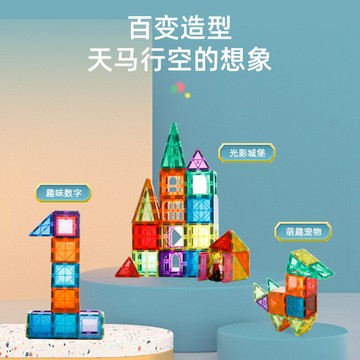 彩窗磁力片積木散片百變拼裝益智早教構建玩具幼兒園磁力積木玩具【益三和】可開發票
