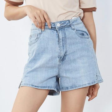 水洗淺藍高腰短褲-【161-5317】