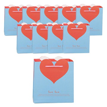 Yums 愛心包裝禮物購物袋  藍色  10個  S