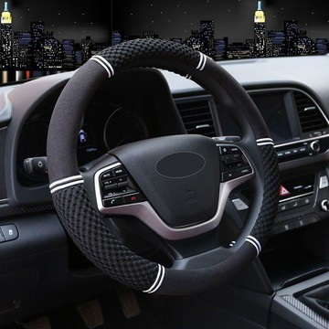 簡約高質💫 冰絲汽車方向盤套通用四季防滑耐磨把套通用車型手工編織夏季吸汗 方向盤套、手刹套、排挡套