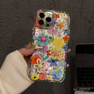 ✨限時下殺✨ins高級新款蘋果手機殻iPhone16彩色春日花朵15/14promax13女防摔