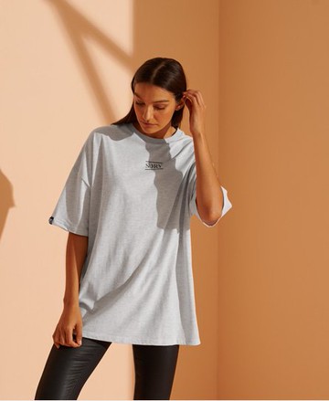 Superdry Women's Women's Minimal 11 Oversized T-Shirt Light Grey / Ice Marl - Size: S