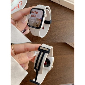 【臺灣發貨】星光色適用Applewatch9 硅膠磁吸錶帶 iwatch876蘋果手錶 運動男女