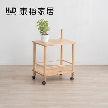 【H&D東稻家居】自然木語-原木推車/邊几/DIY自行組裝