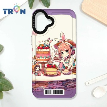 TRON iPhone 16 PLUS 兔子蛋糕女孩 防摔太空載具殼 透白 軟硬 手機殼