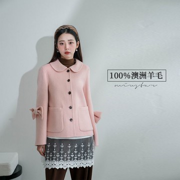 現貨★100%羊毛娃娃領蝴蝶結排釦外套(共2色)1217 【NP3693】