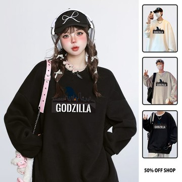 在紐約市的哥吉拉 GODZILLA 怪獸 巨大生物 粗針純棉落肩大學TEE 台灣製原創日本動漫