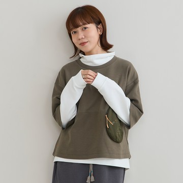 a la sha 抹茶立體圓口袋落肩T