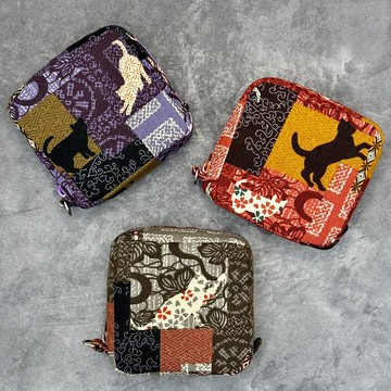 貓咪窗花 行動電源拉鍊方包(含腕帶) 收納包 隨行包 手腕包 拎包