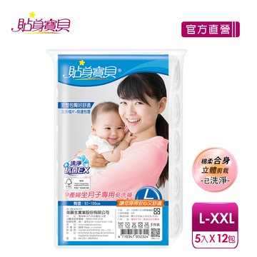 【貼身寶貝】3D立體包臀舒適棉感 坐月子專用免洗褲L-XXL(5件/包x12包)