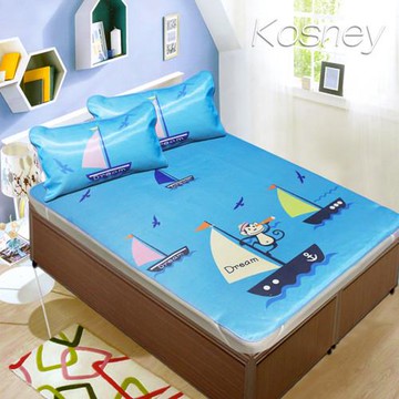 【KOSNEY】 帆船猴  頂級雙人三件式涼感紗透氣底網冰絲蓆組