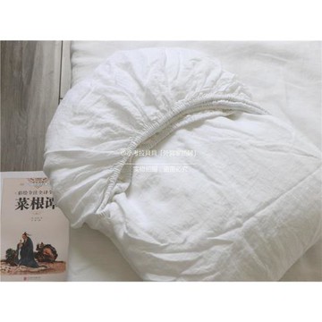 法國100%純亞麻酵素水洗純白色貼身單品床笠床單