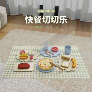 兒童過家家仿真類木質快餐切切樂親子互動切菜板廚房玩具跨境現貨