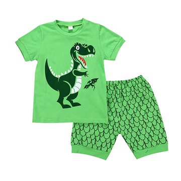 B類常規春季新款中大童男套裝歐美范寬松卡通圖案外貿款清貨