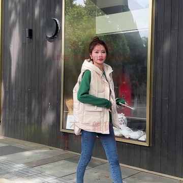 羽絨棉服背心 秋冬季女時尚感連帽馬夾外套 寬松百搭外穿棉馬甲【不二雜貨】