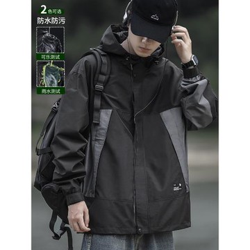 沖鋒外套男2025新款秋季三合一戶外夾克大碼加肥防水防風工裝套裝