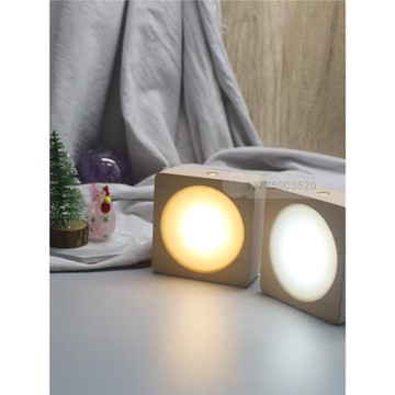 創意喜馬拉雅水晶鹽燈USB led發光小夜燈木質底座負離子臺燈擺件