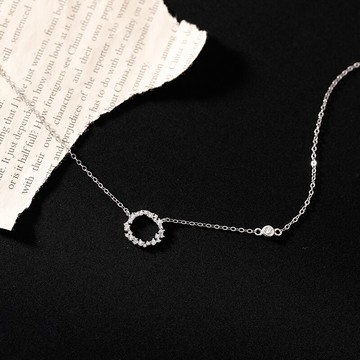 銀奧925純銀圓圈項鏈女年新款小清新設計ins冷淡風鎖骨鏈
