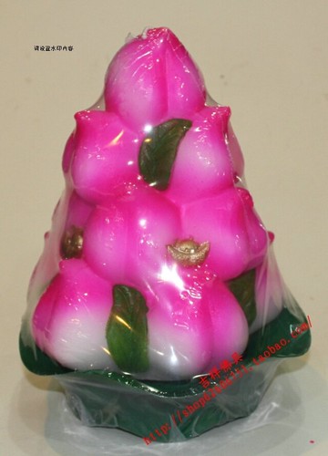 吉祥佛具 佛教供品13個壽桃蠟燭燈鐵皮底盤耐高溫蟠桃祝壽蠟燭 個