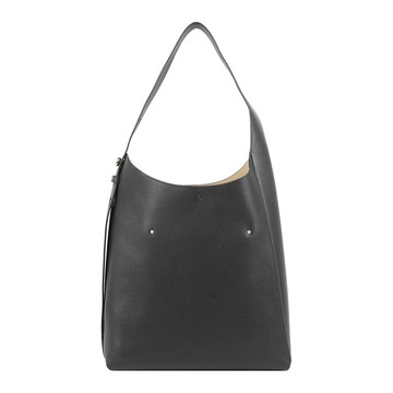 TORY BURCH Romy Hobo 金釦卵石紋肩背包(黑色) 170964 001