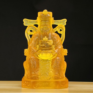 金玉滿堂高仿琉璃文財神家居玄關寺廟神像供奉擺件