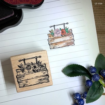 楓木印章-玫瑰花飾木牌