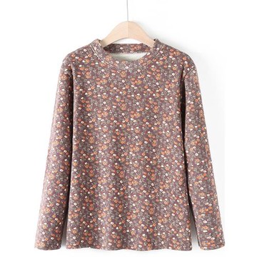 媽媽打底秋衣女士加絨加厚奶奶棉毛衫中老年人中領德絨保暖內上衣