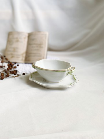 【好日戀物】德國帶回K&A金綠邊白瓷碟連盤