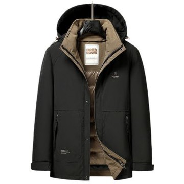 【米蘭精品】現貨+預購 頂級真羽絨外套90%鴨絨羽絨衣秋冬外套上衣大碼休閒男裝-連帽脫卸內膽3色74mt37