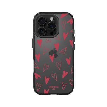 iPhone 16 Pro Clear 酷墨灰 - Knock Knock A2Z - 手繪愛心