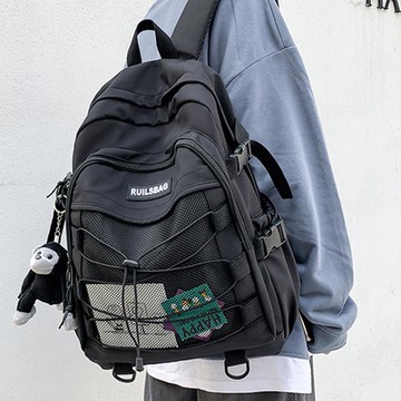 elsso 學生休閒輕便生活防水後背包  黑色  均碼(32 x 42 x 13 cm)