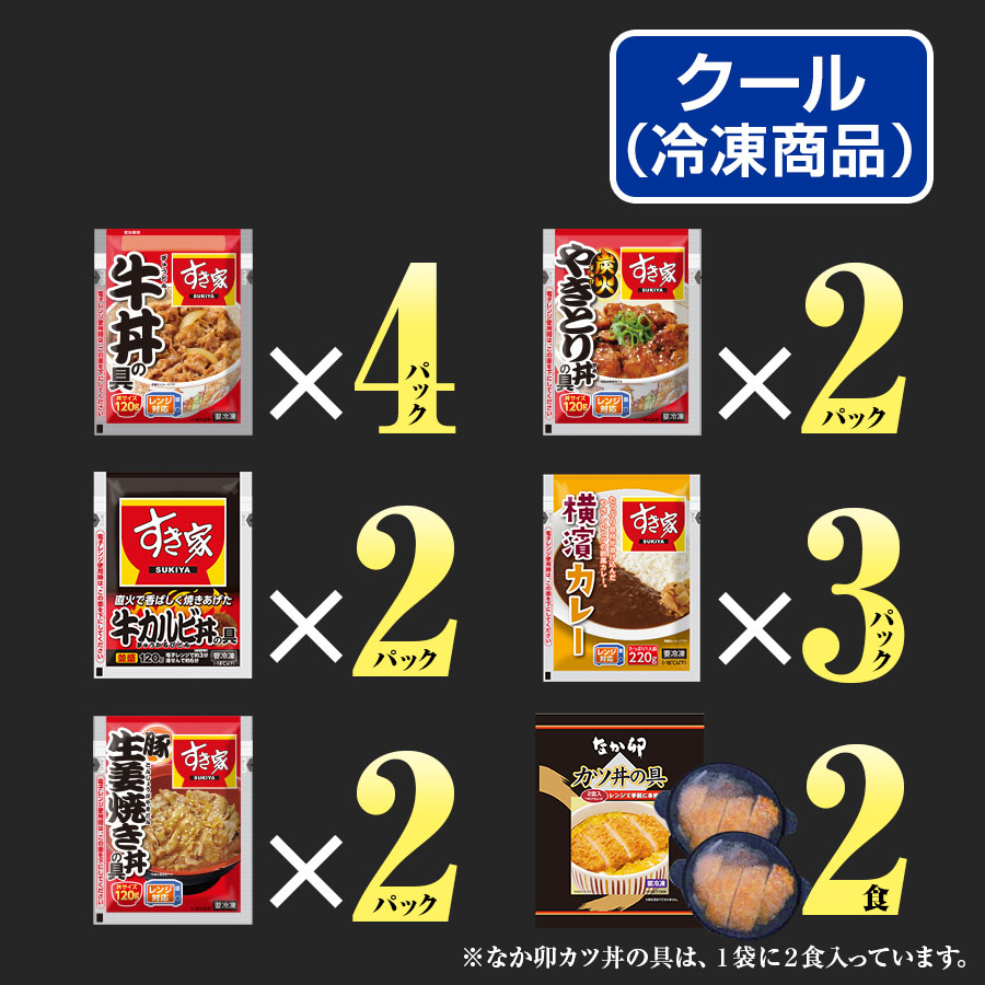 すき家・なか卯 食べ比べセット6種15食 牛丼×牛カルビ丼×豚生姜焼き丼×炭火やきとり丼×横濱カレー×カツ丼