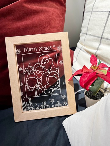 24小時快速出貨 聖誕禮物手繪【相框夜燈】聖誕設計 交換禮物