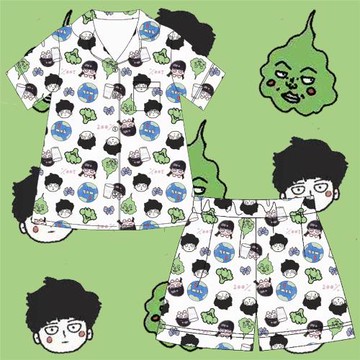 靈能百分百影山茂夫ekb小酒窩睡衣夏季女純棉短袖卡通二次元套裝